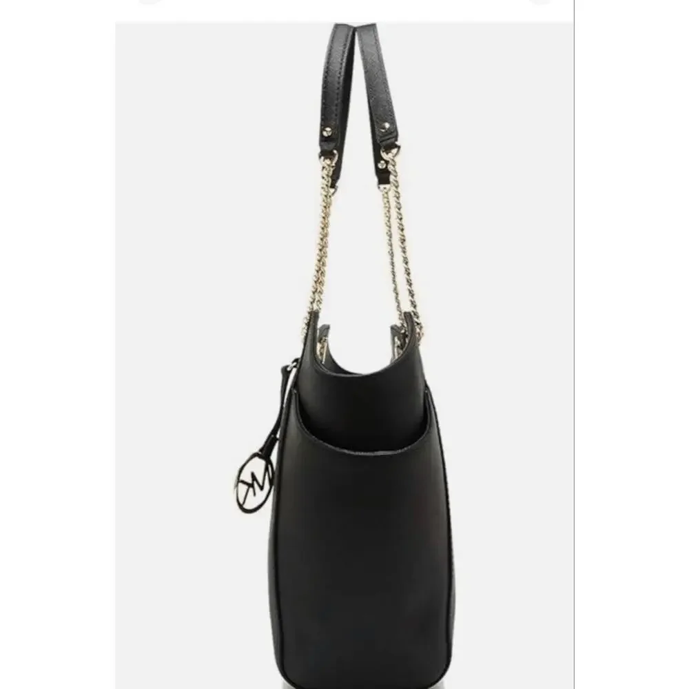 Michael Kors Jet Set Travel Black Leather Shoulder Tote